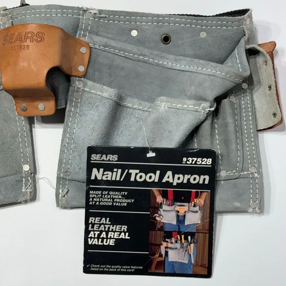 NWT Vintage Sears Nail Tool Apron Utility Belt Leather Made in Mexico #937528